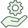 Hånd som holder et gear, symboliserer profesjonell IT-tjeneste