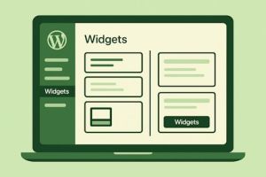 Skjermbilde av WordPress-widgeter som legges til i sidefelt eller bunntekst