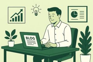 Illustrasjon av bedrift som lykkes med blogging