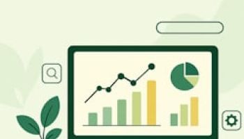 illustrasjon av en dataskjerm med grafer og analyser