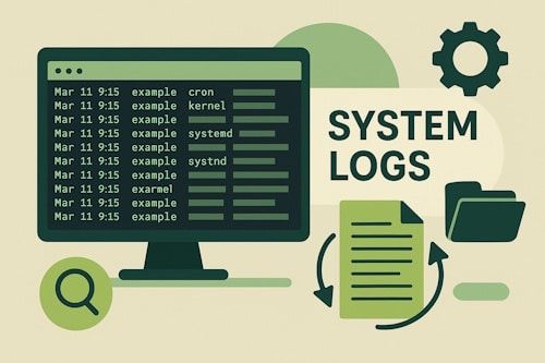 Skjematisk illustrasjon av logrotate-syklus og komprimering