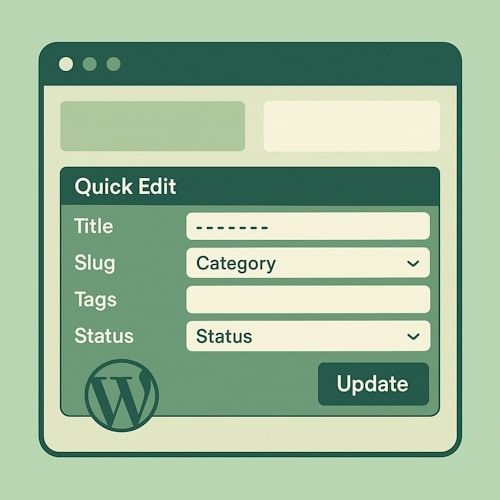 Illustrasjon av hurtigredigeringspanelet i WordPress med grunnleggende innstillinger