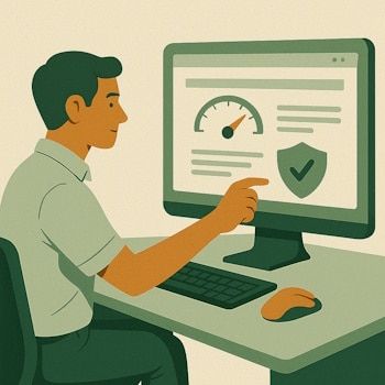 Tekniker optimaliserer nettside for ytelse og sikkerhet.
