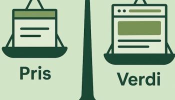 Illustrasjon av balanse mellom pris og verdi på nettside