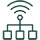 WiFi-symbol koblet til nettverksnoder, illustrerer driftet nettverksløsning