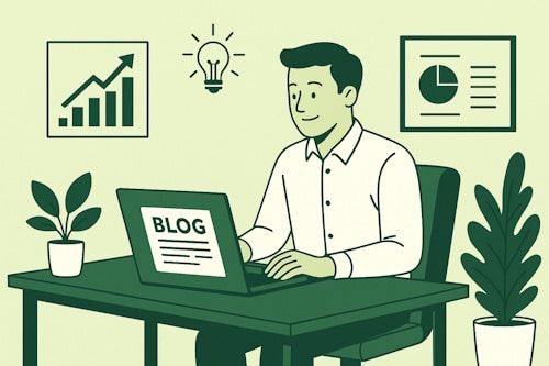 Illustrasjon av bedrift som lykkes med blogging