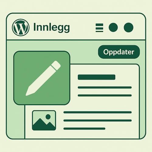 Skjermbildeillustrasjon av WordPress kontrollpanel med Innlegg valgt