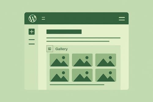Illustrasjon av et WordPress-redigeringsvindu med galleri-blokk satt inn