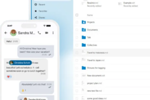 Brukere i videomøte med skjermdeling i Nextcloud Talk
