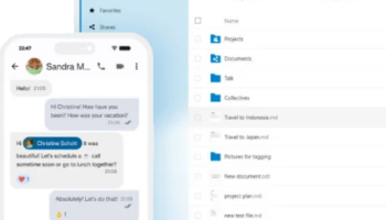 Brukere i videomøte med skjermdeling i Nextcloud Talk