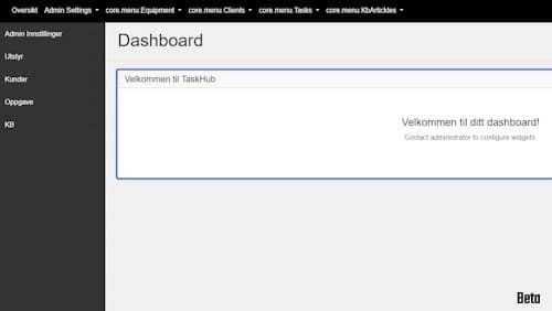 Task Hub dashboard i betaversjon