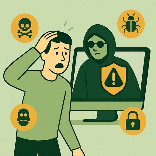 Illustrasjon av skjold og nettverk som beskytter mot cyberangrep.
