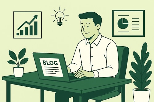 Illustrasjon av bedrift som lykkes med blogging