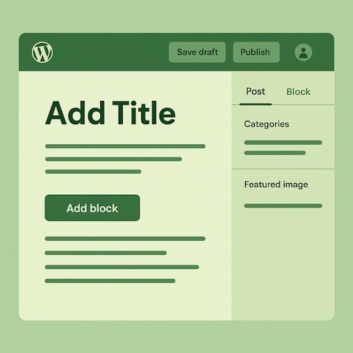 Skjermbilde av WordPress-editor med nytt innlegg i redigeringsmodus