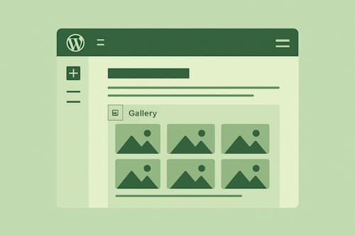 Illustrasjon av et WordPress-redigeringsvindu med galleri-blokk satt inn