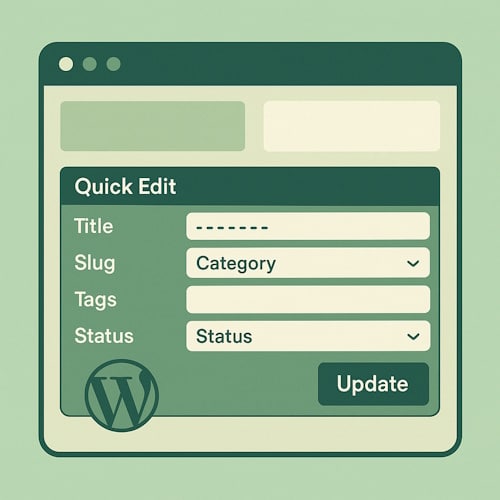 Illustrasjon av hurtigredigeringspanelet i WordPress med grunnleggende innstillinger
