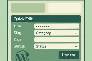 Illustrasjon av hurtigredigeringspanelet i WordPress med grunnleggende innstillinger