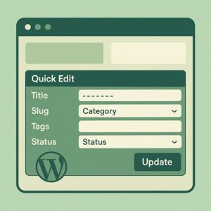 Illustrasjon av hurtigredigeringspanelet i WordPress med grunnleggende innstillinger