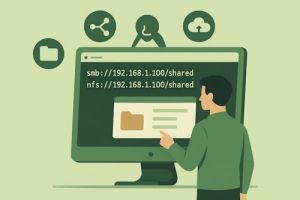 bruker kobler til delt nettverksmappe i Linux via SMB eller NFS